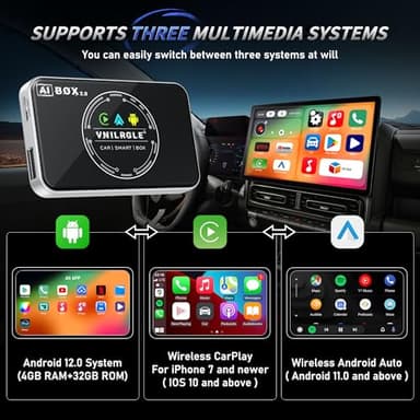 vnilrgle 4-in-1 Wireless CarPlay Adapter & Android Auto Wireless Adapter, Stream Netflix, YouTube, and More, Split-Screen & Mirroring, for Cars with OEM Wired CarPlay/Android Auto - Image 2