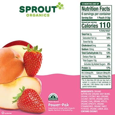 Sprout Organic Baby Food, Stage 4 Toddler Pouches, Apple Apricot & Strawberry Power Pak, 4 Oz, Pack of 12 - Image 5