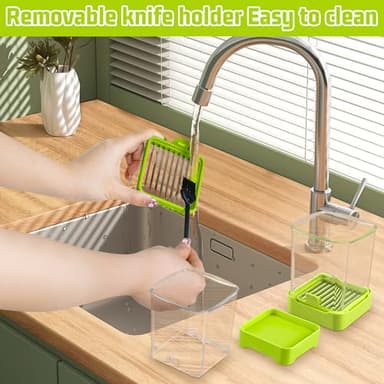 Fruit Slicer Cup - Strawberry, Banana, Grape Cutter, Egg Slicer for Hard Boiled Eggs - Detachable Fruit Slicer with Push Plate - Rapid & Safe Slicing Kitchen Gadgets for Easy Food Prep (Food green) - Image 6