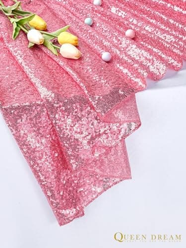 Blush Pink Table Skirts for rectangle 9ft Sequin Table Cloth Glitter Table skirt for Baby Shower girl Birthday Party Wedding Decorations - Image 2