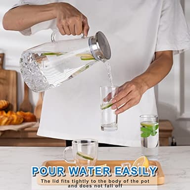 3 Quart Glass Pitcher with Lid,96 oz -Iced Tea Pitcher, Juice, Milk, Coffee, Lemonade - Borosilicate Boiling Glassware - Hot & Cold Beverages Christmas Gift,New Year Gift - Image 7