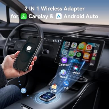 Wireless CarPlay Adapter for iPhone, 2 in 1 CarPlay and Android Auto Converts Factory Wired to Wireless, Plug and Play Car Play Adapter with Stable Control and No Delay - Image 2
