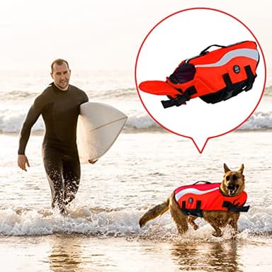 EMUST Life Jacket for Large Dogs, Dog Life Vest for Small/Medium/Large Dogs with Double Rescue Handles, High Reflective Dog Life Preserver for Swimming, Red,L - Image 6