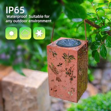 Hummingbird Solar Lanterns Outdoor Waterproof Hanging Lights Metal Gifts for Mom Women Grandma LED Lantern Decoration Garden,Patio,Yard,Lawn,House,Balcony - Image 5