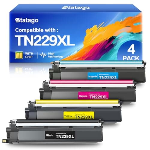Statago TN229XL Toner Cartridges Compatible with Brother, TN229 Toner Works for Brother MFC-L3780CDW MFC-L3720CDW HL-L3280CDW MFC-L8395CDW HL-L3300CDW HL-L3220CDW HL-L3295CDW Printer (BK/C/M/Y 4 Pack) - Image 1