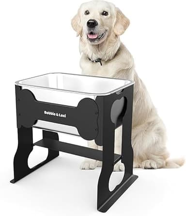 2.4 Gallon Elevated Large Dog Water Bowl,14" Raised Stainless Steel Bowl with Stand for Large Breed, Full Metal Dog Feeding Station for Relief Joint Pressure, Easy Clean for Indoor & Outdoor Uses - Image 1