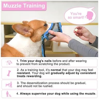LUCKYPAW Dog Muzzle, Mesh Muzzle for Small Medium Dogs, Soft Mouth Cover to Prevent Biting Chewing, Drinkable Breathable Adjustable Puppy Mouth Guard(Pink, S) - Image 3