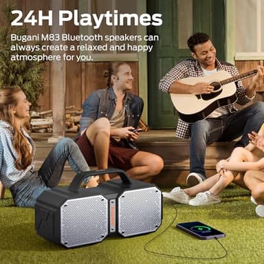 BUGANI Shock Bluetooth Speaker, Portable Bluetooth 5.3, Waterproof, 60W Super Power, Outdoor Speaker, Black(New Model) - Image 6