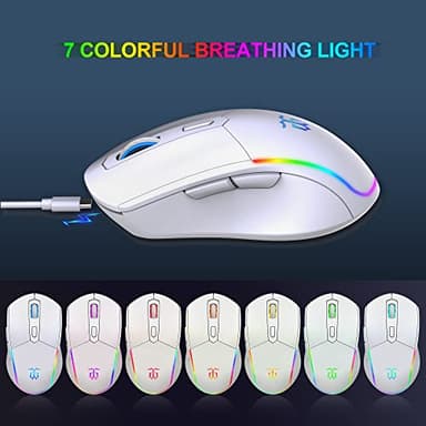 Snpurdiri 60% Wireless Gaming Keyboard and Mouse Combo,LED Backlit Rechargeable 2000mAh Battery,Mini Mechanical Feel Anti-ghosting Keyboard +Popular RGB Gaming Mice for PC Gamer (White) - Image 5