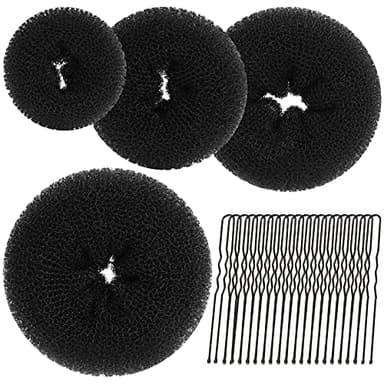 Teenitor Hair Donut, Hair Bun Maker, Black（Extra-large, Large, Medium and Small） - Image 1