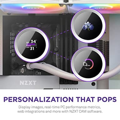 NZXT Kraken 240 RGB - 240mm AIO CPU Liquid Cooler - RL-KR240-W1 - Customizable 1.54" Square LCD Display for Images, Performance Metrics - High-Performance Pump - White - Image 2