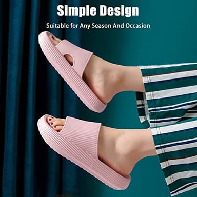 rosyclo Cloud Slippers for Women and Men, Ladies Pillow Massage Shower Bathroom Non-Slip Soft Comfy Thick Sole Home House Cloud Cushion Slide Sandals for Indoor & Outdoor, Pink - Image 7