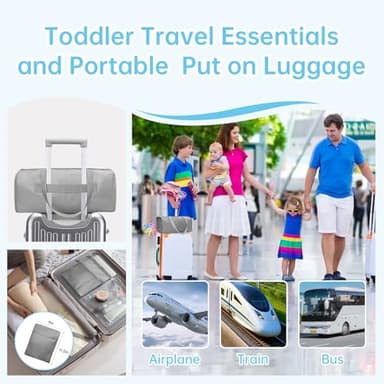 Toddler Airplane Bed Travel Bag 2 in 1, Portable Kids Plane Seat Extender, Baby Flight Essentials Footrest Flyaway Must Have for Infant, Carry On Duffel Bags for Women Gym Hospital Weekender(Grey) - Image 8