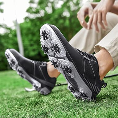 ULTIANT Men's Golf Shoes Fixed Nailless Sole Waterproof Lightweight No-Slip Walking Shoes Size7.5-13(Black,44) - Image 7