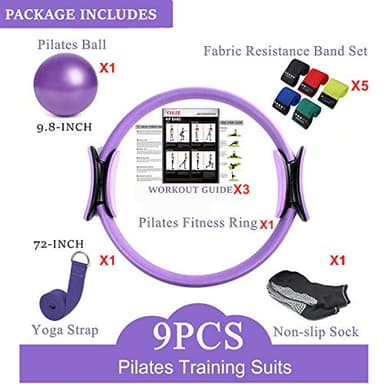 YXILEE Pilates Ring Circle Set - Workout at Home Workout Equipment Women - Booty Bands Stretching Equipment Pilates Mini Exercise Ball for Legs Arms and Thighs - Image 2