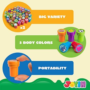 JOYIN 100 Pcs Assorted Stamps for Kids Self-Ink Stamps (50 Different Designs, Dinosaur, Zoo Safari Stampers) for Party Favor, Carnival Prizes, School, Easter Egg Stuffers, Halloween, Christmas - Image 4