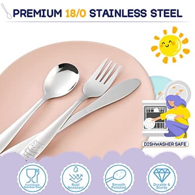 VITEVER 10-Piece Toddler Utensils, Kids Stainless Steel Silverware Set, Children Safe Forks and Spoons - Mirror Polished, Dishwasher Safe - Image 3