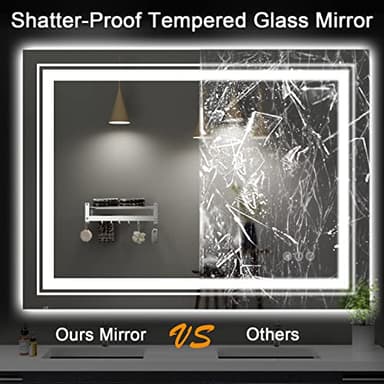 Snowdool LED Bathroom Mirror, 60"X36" with Front and Backlit, Anti-Fog, Large Bathroom Vanity Mirror for Wall, Memory Function, Stepless Dimmable, Tempered Glass (Horizontal/Vertical) - Image 5