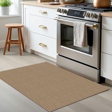 EARTHALL Woven Area Rug 2x3 Ft Washable Rugs for Entryway Braided Non Slip Throw Rugs Door Mat Indoor Outdoor Entrance Small Cotton Woven Carpet for Kitchen Foyer Front Door, Orange/Tan/Brown - Image 7