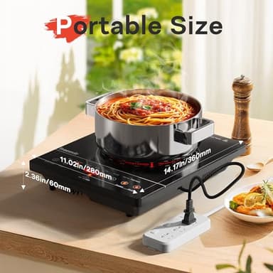 Traenvir Single Burner Electric Cooktop, Portable Electric Stove One Burner, 1800W Ceramic Cooktop with Touch Control, Child Safety Lock, 4 Hour Timer, Overheat Protection, 110V - 120V Plug in - Image 6