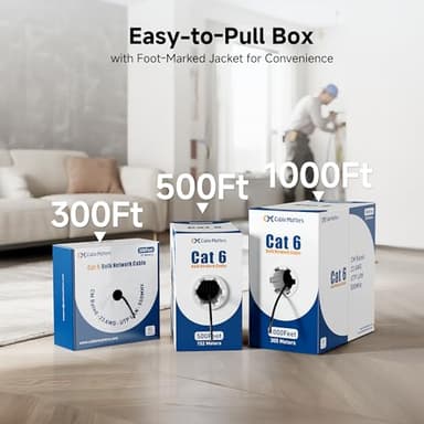 Cable Matters [UL Listed] 10Gbps in-Wall (CM) Rated 23AWG Bare Copper Cat 6 Cable - 500ft, Solid, UTP Cat6 Bulk Ethernet Cable, Cat6 Ethernet Cord, Blue - Image 7