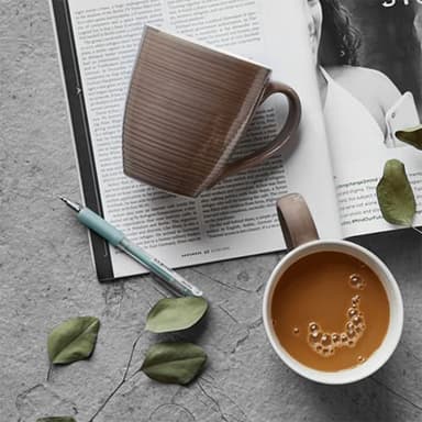 DOWAN Coffee Mugs, 17 Oz Coffee Mug Set of 6, Corrugated Tea Mugs (Brown) - Image 5