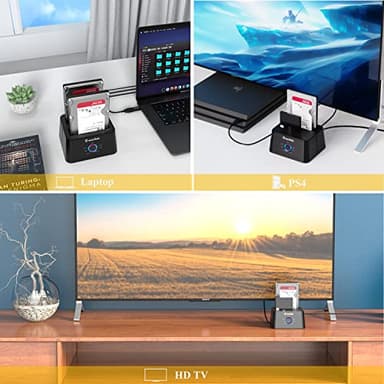 WAVLINK USB 3.0 and USB C to SATA Dual-Bay External Hard Drive Docking Station for 2.5/3.5 Inch HDD/SSD with UASP (6Gbps), Support Offline Clone/Duplicator Function [16TB X2 ]-Black - Image 7