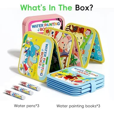 Timetome Reusable Water Painting Book for Kids - 3 Pack Magic Watercolor Books with Water Pen Fairy Tale, Animal & Dinosaur Themes | No Mess Paint & Reusable Fun for Ages 3+ - Image 7