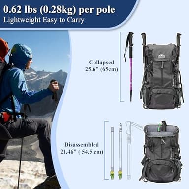 TheFitLife Trekking Poles - 2 Packs with Antishock and Quick Lock, Telescopic, Ultralight - For Hiking, Camping, Trekking - Image 4