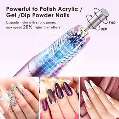 COSLUS Cordless Nail Drill Electric File: Professional for Acrylic Gel Dip Powder Nails Portable Nail Drill Machine Kit for Manicure Pedicure Nail Set with Everything Rechargeable Lightweight - Image 4