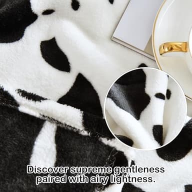 Softan Fleece Blanket - Black White Cow Print Throw Blanket - Fuzzy Lightweight Super Soft Microfiber Flannel Blankets for Couch, Bed, Sofa - Ultra Luxurious Warm and Cozy for All Seasons (90"×90") - Image 4