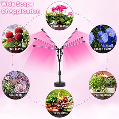 Grow Lights for Indoor Plants, Six Head Plant Light with Full Spectrum, LED Grow Lamps for Seed Starting with Adjustable Gooseneck, Suitable for Flowers Vegetables - Image 5
