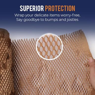 Honeycomb Packing Paper 12" x 150ft with Rope & 20 Fragile Stickers|Shipping & Moving Supplies|Small Business Packaging Supplies|Eco Friendly Bubble Wrap Packing Boxes for Moving Certified FSC C204227 - Image 7