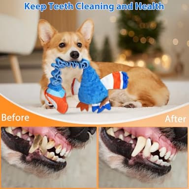 Homounter Squeaky Dog Toys for Large Dogs, Tough Tug of War Puppy Toy, Cute Animal Design Plush Dog Toys with Crinkle Paper, Dog Chew Toys for Small, Medium and Large Dogs - Image 4