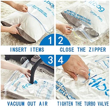 HIBAG Vacuum Storage Bags, 30-Pack Space Saver Vacuum Storage Bags, Vacuum Seal Bags for Clothing, Clothes, Comforters and Blankets (30C) - Image 6