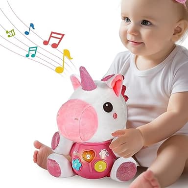 iPlay, iLearn Baby Unicorn Musical Toys, Newborn Girls Gift, Soft Unicorn Plush Stuffed Animal, Infant Light Music Time, 1st Birthday Shower Gift Stuffers for 0 1 2 3 6 9 12 18 Month 1-3 Yrs Toddlers - Image 1