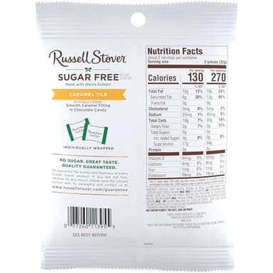 RUSSELL STOVER Sugar Free Caramel Chocolate Candy Tiles, 2.25 oz. bag (Pack of 10) - Image 9