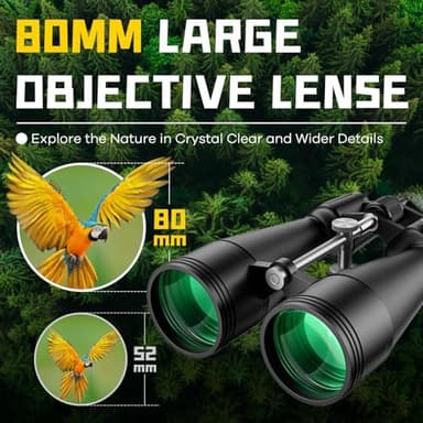 15-35x80 Astronomy Binoculars for Adults, High Powered 35x Zoom HD for Stargazing & Bird Watching, Waterproof Binocular with Tripod Adapter, Ideal Essentials for Cruise Ship, Travel, Camping, Hunting - Image 5