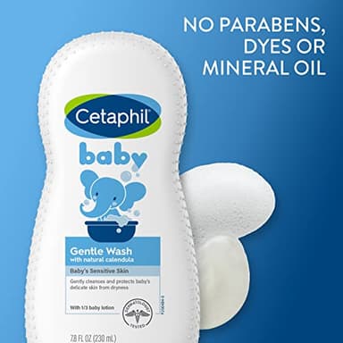 Cetaphil Baby Body Wash with Half Baby Lotion, Gentle Wash with Organic Calendula, Soothes Dry, Sensitive Skin for Everyday Use, Gentle Fragrance, Soap Free, Hypoallergenic, 7.8oz - Image 4