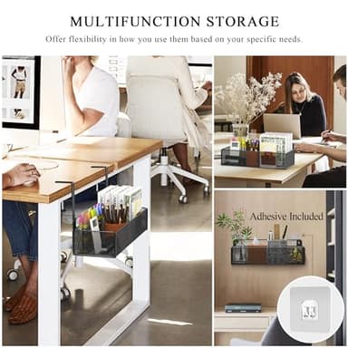 Turfson Office Under Desk Organizer Storage, Metal 3-IN-1 Clamp On Desk Side and Desktop File Document Magazine Organization Wall Hanging Bin Holder Office Supplies For Home School Essentials - Image 2