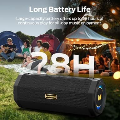 Monster Speaker S200 Wireless Portable Bluetooth Speaker, 24H Playtime, IPX6 Waterproof, 50W Stereo Sound, Bluetooth 5.4, Dual Bass Speakers, Perfect for Home, Parties, and Travel - Image 6