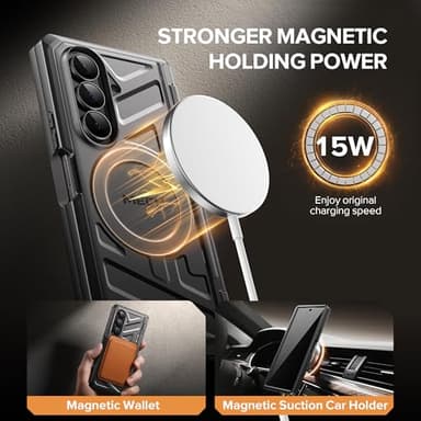 TONGATE for Galaxy Z Fold 7 Case with Privacy Screen Protector, [Compatible with MagSafe][Anti Spy] Shockproof Phone Case, Built-in Stand & Belt Clip & Hinge Cover for Samsung Z Fold 7 2025 8", Black - Image 4