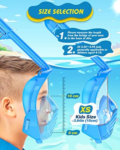 QingSong Kids Snorkel Mask Full Face, Snorkeling Set with Camera Mount, 180 Degree Panoramic View Snorkeling Gear Anti-Fog Anti-Leak - Image 3