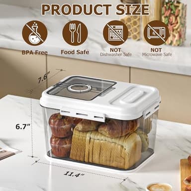 Olimingse Bread Box For Kitchen Countertop, Airtight Bread Storage Container, Bread Keeper For Homemade Bread, Cookies, Cereal, Fruits, 10L White. - Image 7
