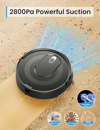PSUK W7 Robot Vacuum and Mop Combo, 2 in 1 Mopping Robotic Vacuum Cleaner with Watertank and Dustbin, Self-Charging, Slim, Max 120mins Runtime for Hard Floor, Carpet Cleaning - Image 4