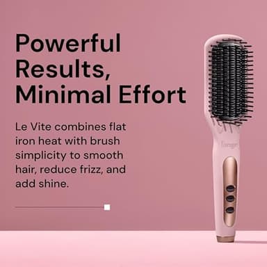 L'ANGE HAIR Le Vite Straightening Brush | Heated Straightener Flat Iron for Smooth, Anti Frizz Hair | Dual-Voltage Electric Brush Straightener | Hot Brush for Styling - Image 2