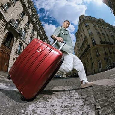 DELSEY PARIS Helium Aero Hardside Expandable Luggage with Spinner Wheels, Brick Red, Checked-Medium 24 Inch - Image 3