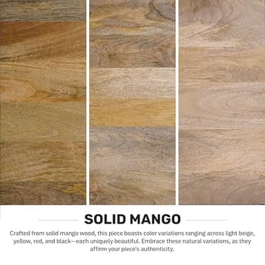 SIMPLIHOME Lowry Solid Mango Wood and Metal 48 inch Wide Rectangle Modern Industrial Coffee Table in Natural for The Living Room and Family Room - Image 14