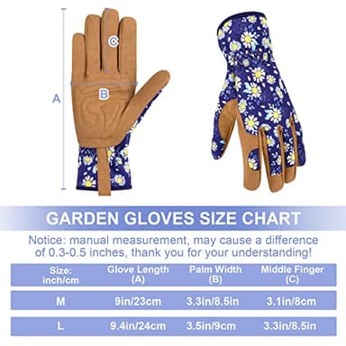 Womens Gardening Weeding Gloves, Leather Garden Glove for Women Thorn Proof No Stab for Digging, Planting,Pruning (Medium, Dark Blue) - Image 6