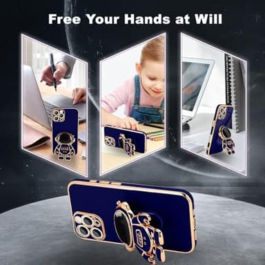 Pepmune for iPhone 16 Pro Max Case, Cute 3D Astronaut Stand with [2 Screen Protector] [Camera Protection] Kickstand Shockproof Silicone Soft Cover for Apple iPhone 16 Pro Max Phone Case, Royal Blue - Image 4